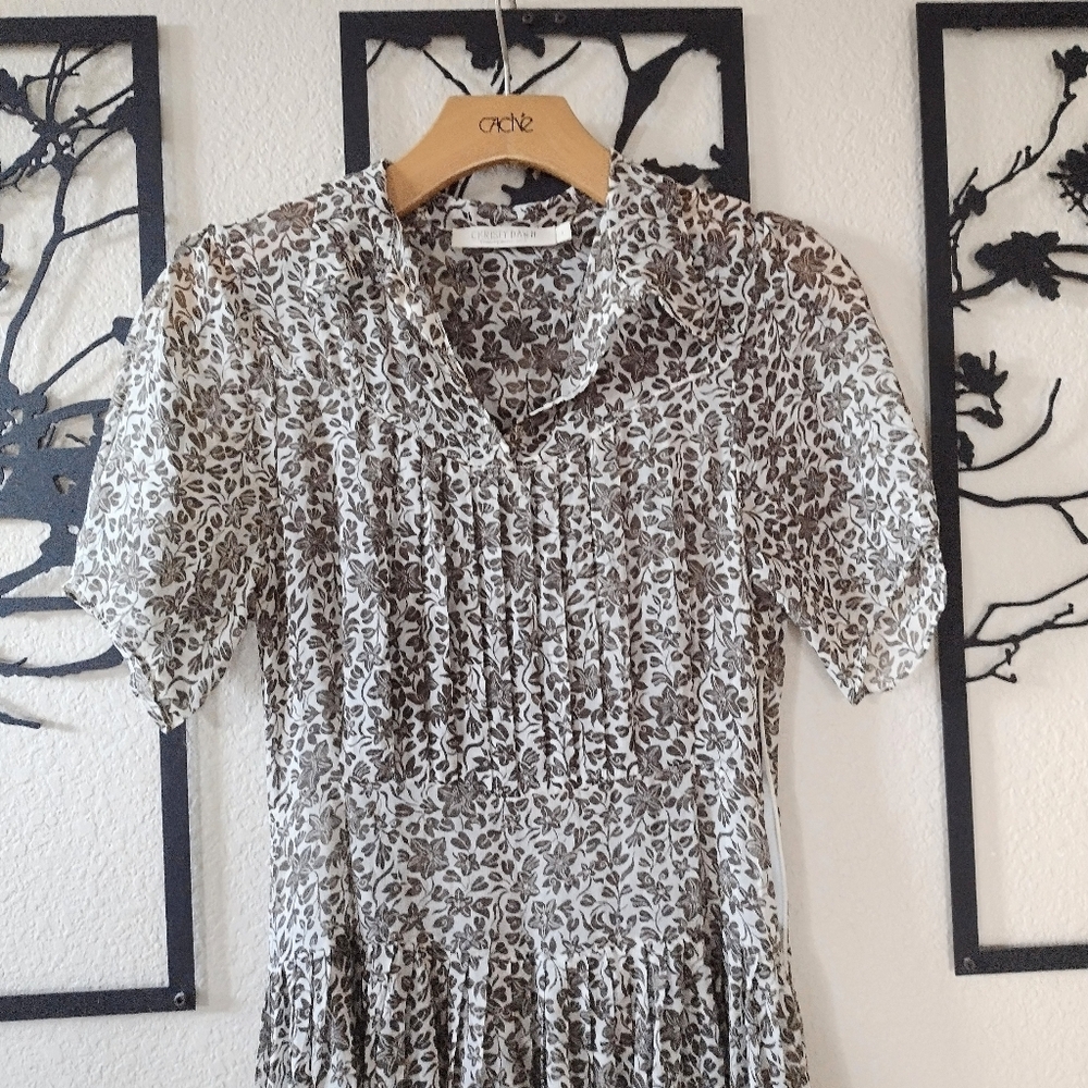 Christy Dawn Winslet Dress Jasmine Rye Brown Cream Floral Print 100% Silk Size S - Picture 6 of 15